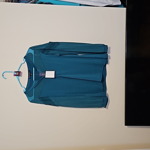 Adrienne Vittadini Tops - Adrienne Vittadini Green Shear sleeves blouse.  NWT